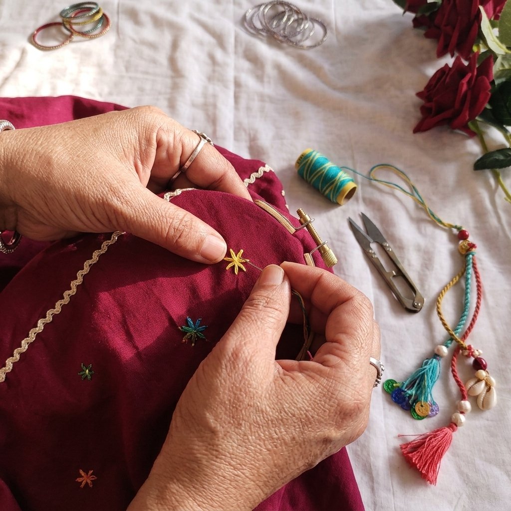 Stitching in progress